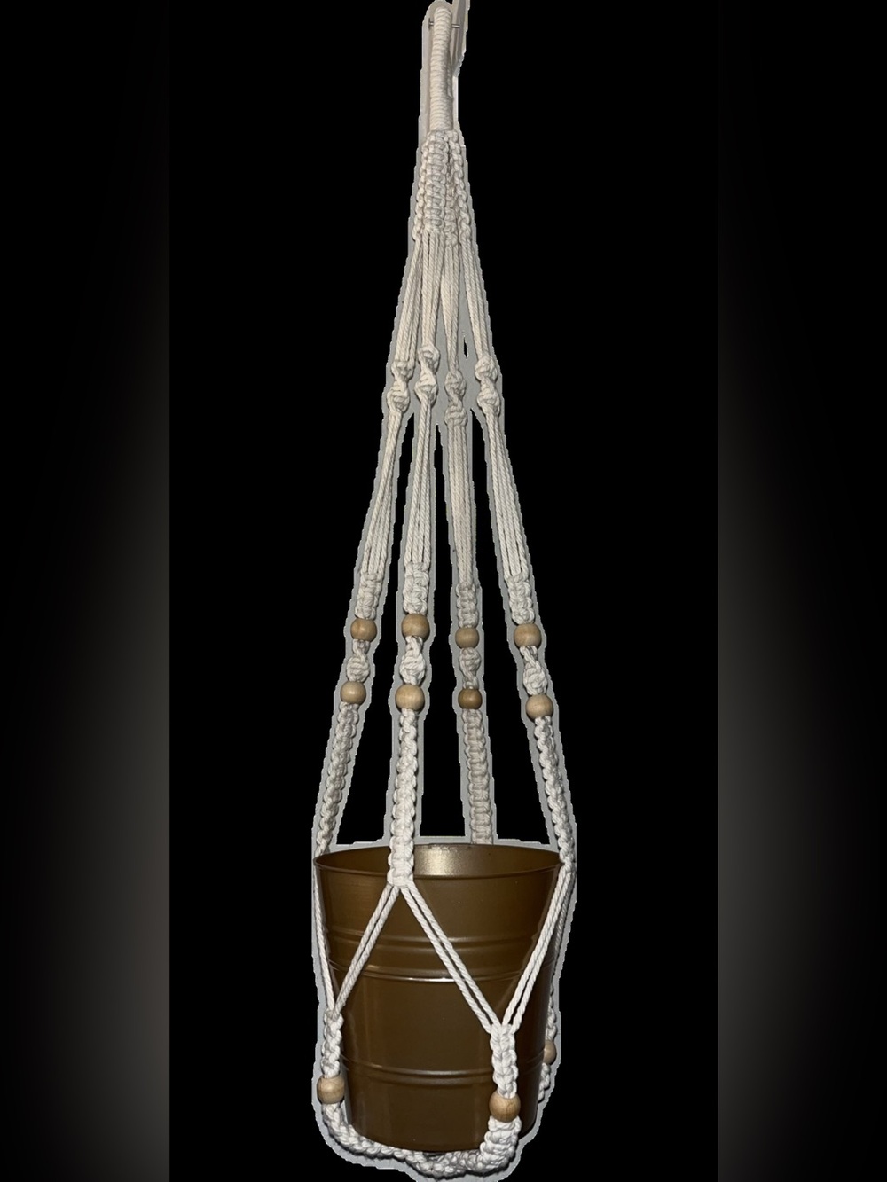 Hanging Plant Holder with Wood Beads - Set of 3